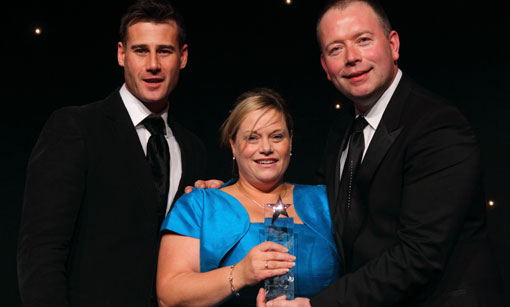 Tim Vincent, Anita Lush of HSBC, winner of the manager of more than 100 people category, and Stifyn Parry