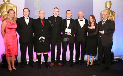 Customer Service Front Office Team of the Year - Virgin Media TSC Team (pictured with Jackie Lowe, HR Director, far left and Fred MacAuley)