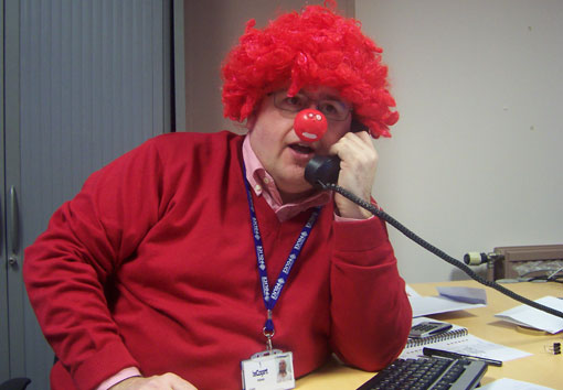Red hair and a red nose