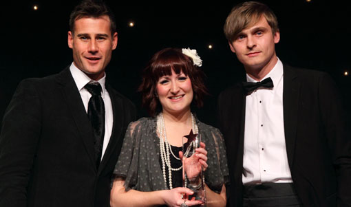 Tim Vincent, Sarah Sturla of ING Direct, winner of the agent category, and Dan Tyte