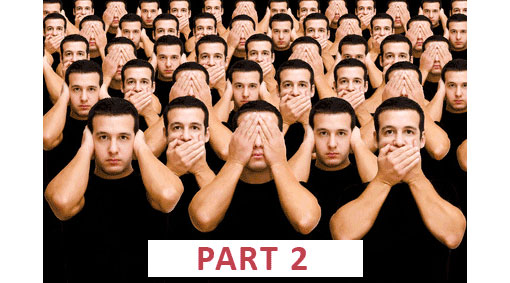 agent-gripes-part2-510 men with hans over eyes, ear and mouth with part 2 written on it