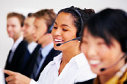 group of call centre agents smiling