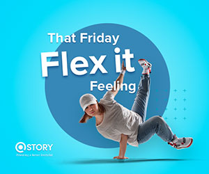 QStory Agent Flex Friday Feeling Blue box