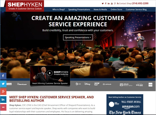 A screenshot of ShepHyken Webpage