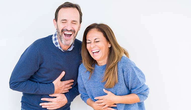 A photo of a laughing couple