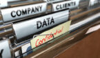 A group of files saying data, confidential, company and clients