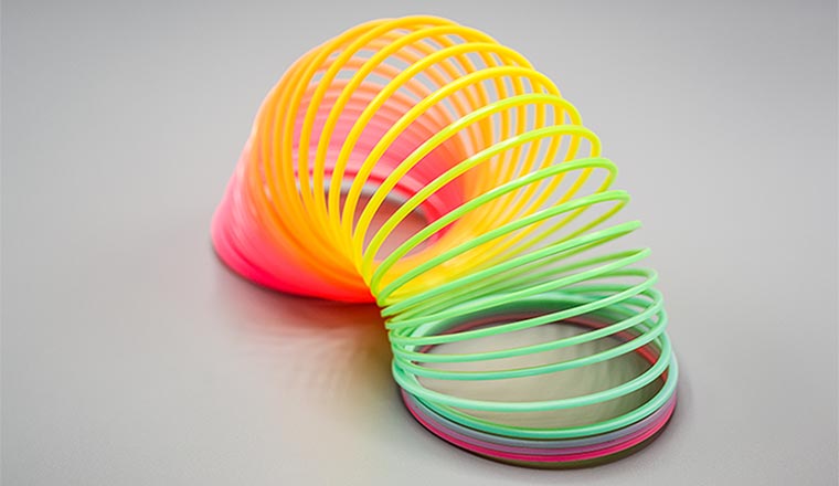 A photo of a rainbow slinky