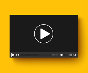 Video player on yellow background