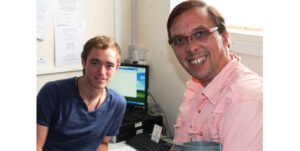 Volunteer Fundraising Officer Fran Smith (seated, left) and Managing Director Bryn Tudor