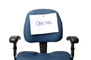 empty chair with offline written on it