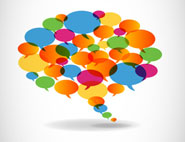 coloured speech bubbles making cloud shape