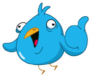 blue twitter bird expressing his views