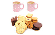 two mugs of tea and biscuits