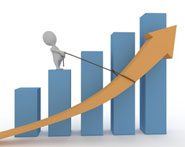 arrow being held up against graph