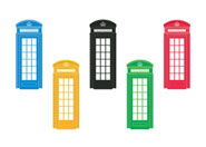5 phone boxes in the olympic colours