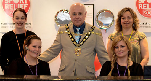 The Mayor of Torfaen and call centre staff