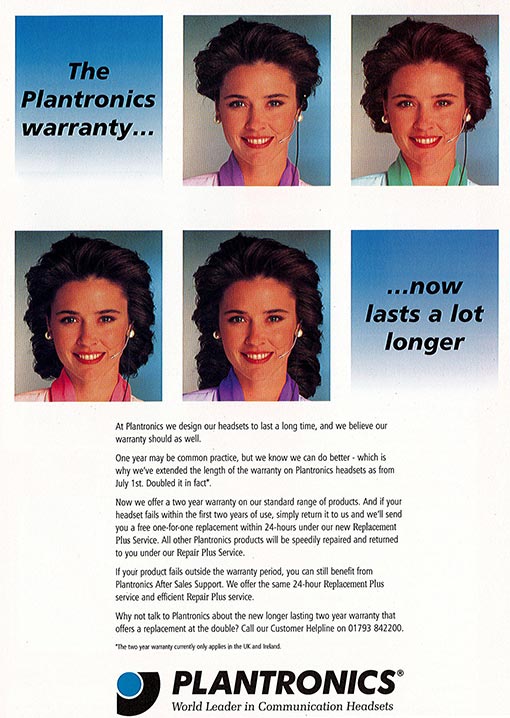 Here is an advert for Plantronics headsets from the 1990's (source: Plantronics)