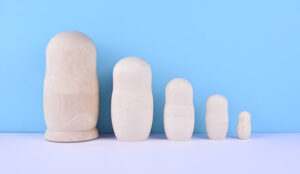 Shrinkage Russian dolls decreasing in size