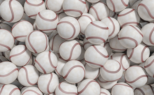 A big pile of baseball balls