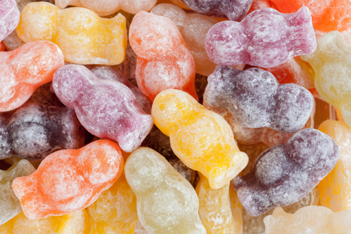 A pile of jelly baby sweeties