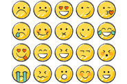 A group of emoji style faces