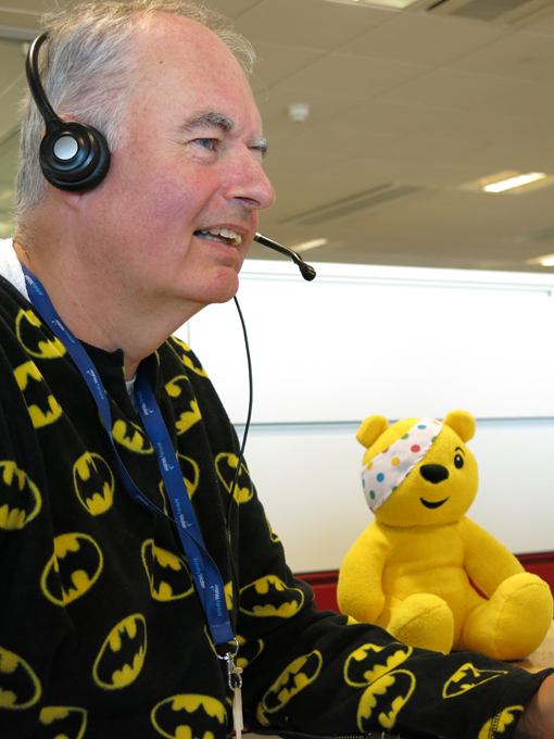 Martin Ferdinando, Affinity Water, answering calls on Children in Need night.
