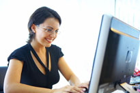 Looking at computer screen