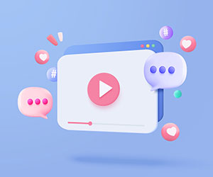 Illustration of a video screen with chat bubbles