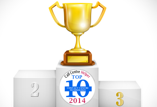 Trophy for first place in the Call Centre Helper top 10 contact centre technology 2014