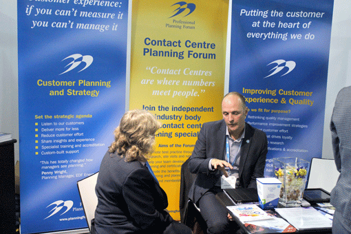 Professional Planning Forum talking to a customer