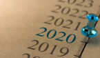A pin next to a timeline and year 2020