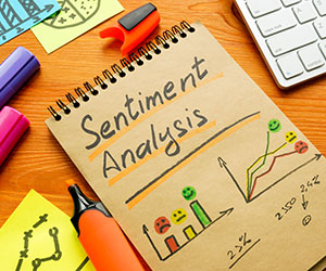Sentiment analysis for positive and negative mentions in charts and graphs.