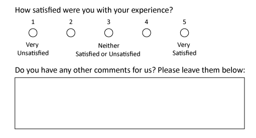 A picture of part of a CSAT survey