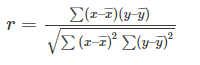 Formula for correlation coefficient