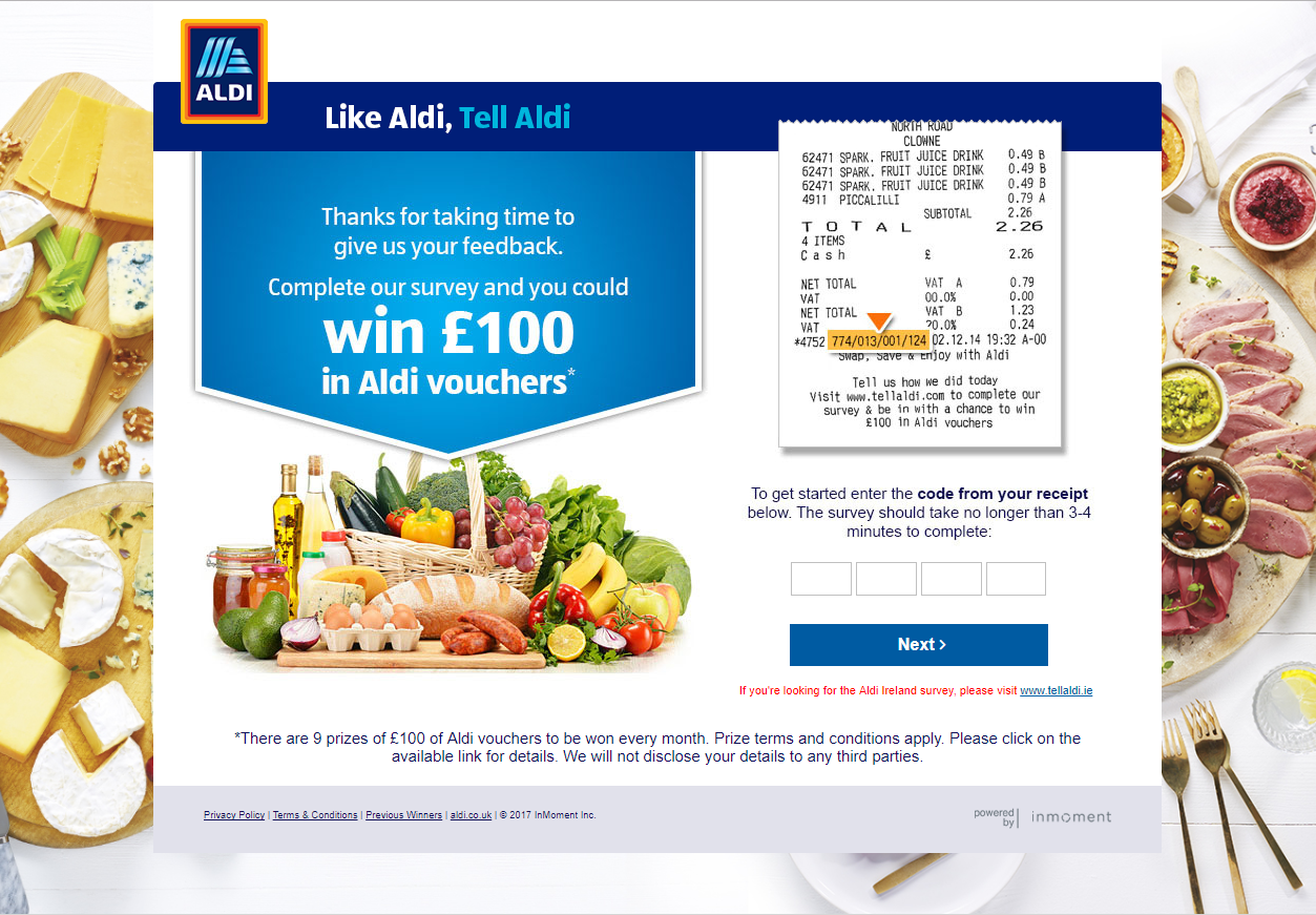 Here is an example of how Aldi incentivise the feedback process.