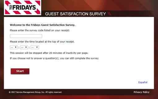 The feedback portal for TGI Fridays can be found at www.talktofridays.com