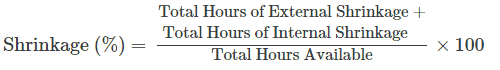 Formula for Shrinkage Percentage