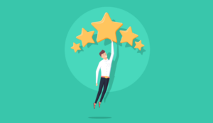 A man holds onto some golden stars