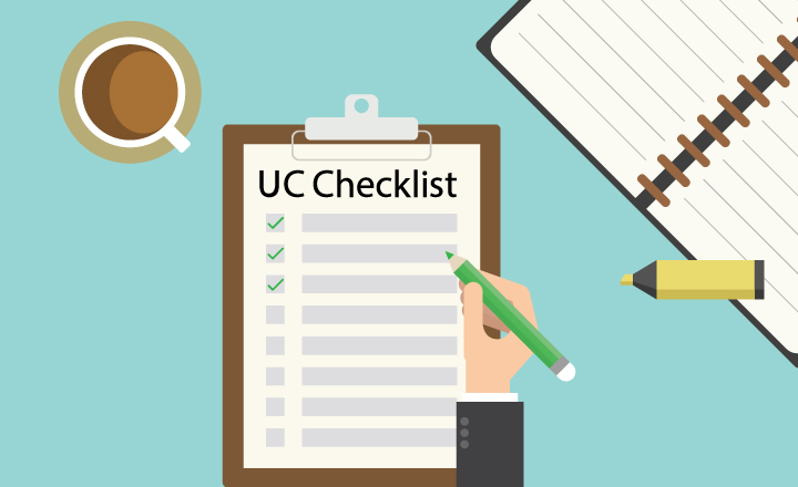 An animated hand checks off boxes on a UC checklist