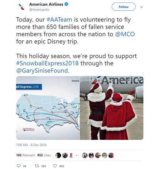 Take a look at American Airlines amazing donation to the GarySiniseFoundation - which is totally on brand!