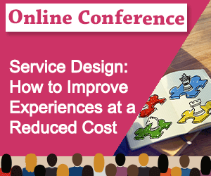 Online conference webinar on service design: How to improve experiences at a reduced cost