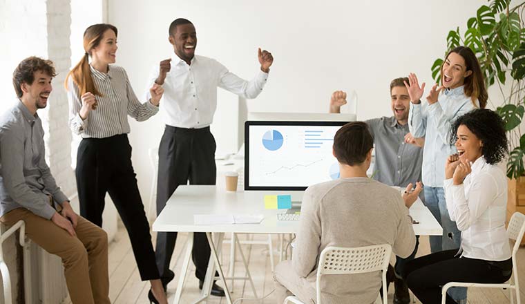 A photo of an office celebration