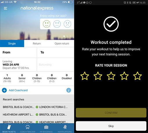 A picture showing the National Express and My Wellness apps