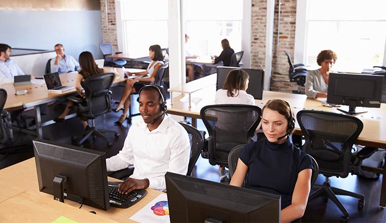 A photo of an open plan contact centre