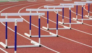 A photo of hurdles on a race track