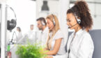 A line of agents in a call centre