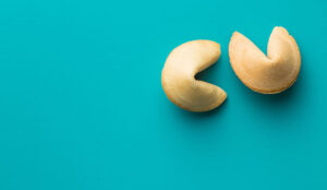 The fortune cookies on blue background.