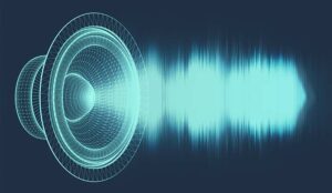 A illustrated speaker with a sound wave