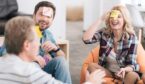 A photo of colleagues playing a game with post-it notes