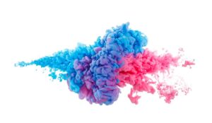 A picture of coloured smoke merging into each other